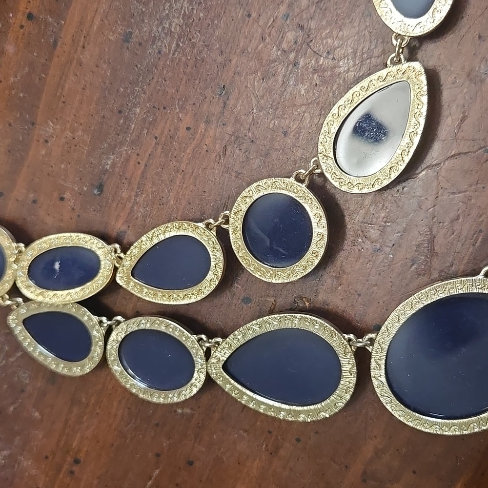 Vintage Y2k Gold and Blue Gem Statement Necklace💫 - Picture 5 of 5